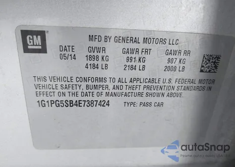 2014 Chevrolet Cruze Ltz from USA, damaged, VIN 1G1PG5SB4E7387424